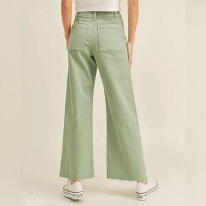 NWT Miou Muse green high waist wide leg utility pant.